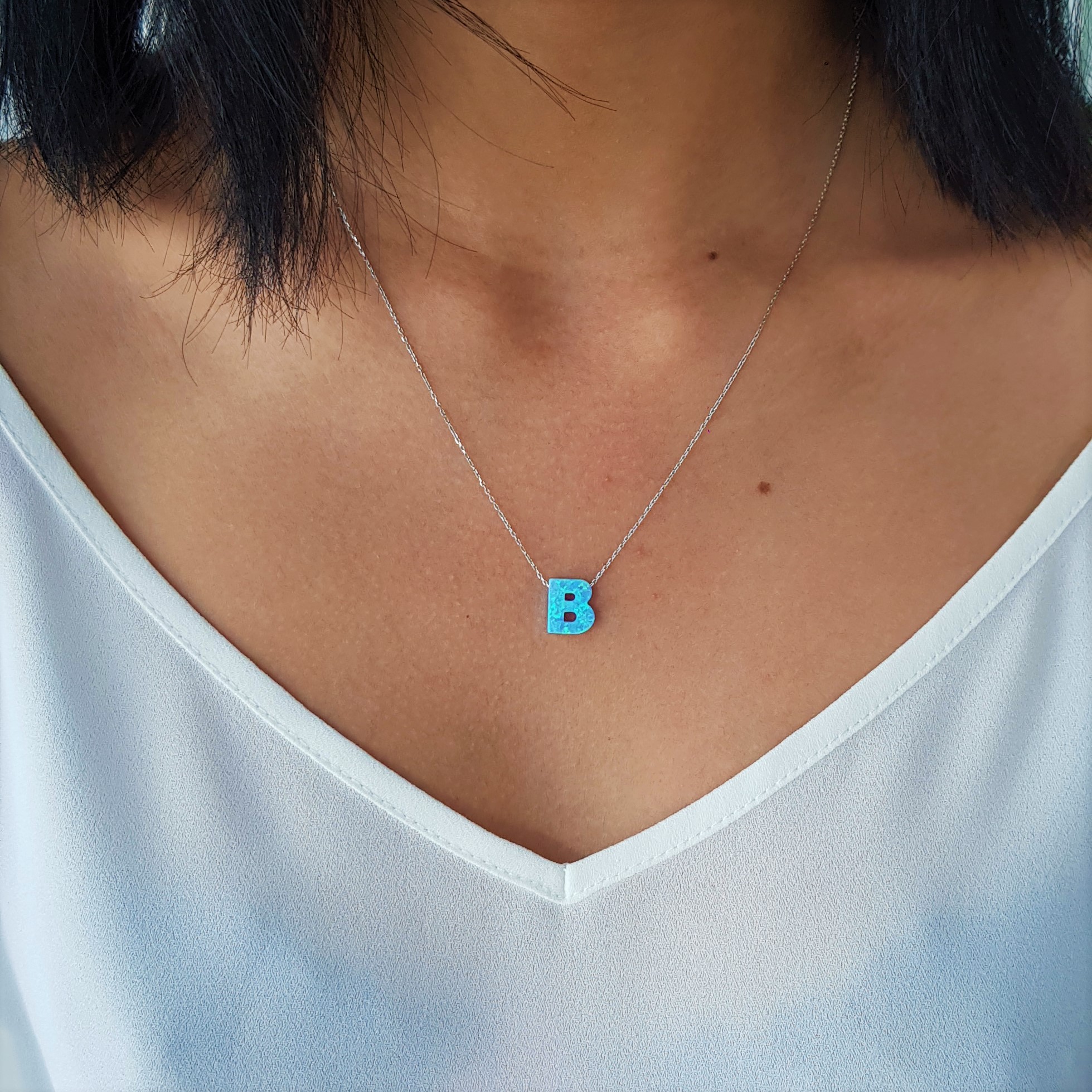 B Letter Blue Opal