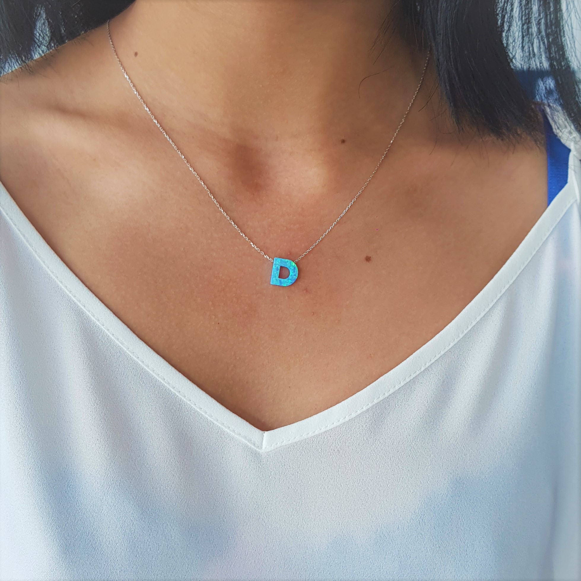 D Letter Blue Opal