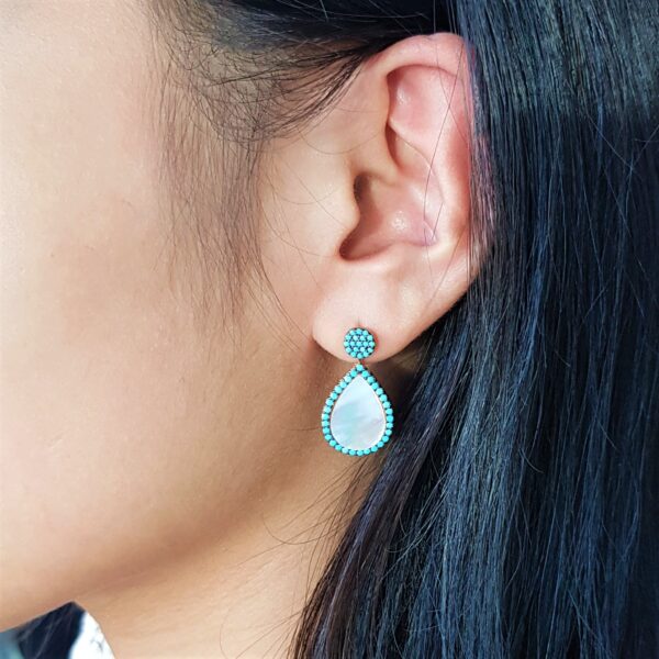 Blue Bead Pearl Reat Drop earring